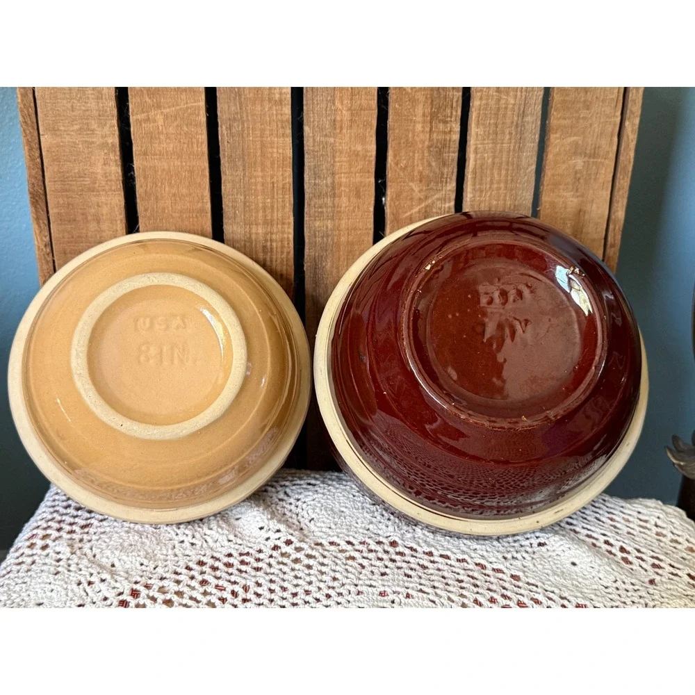 Vintage USA Ringware Stoneware Mixing Bowls 8